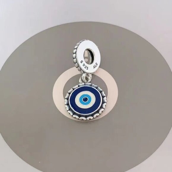 Pandora Evil Eye Silver Dangle Charm - Picture 1 of 2